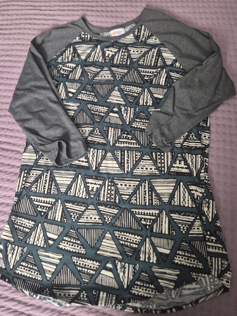LuLaRoe Randy baseball tee Blue & Gray XL
